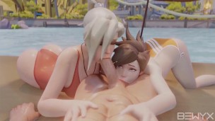 Mercy and Tracer Summertime Threesome