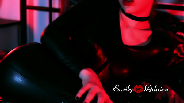 Teaser Trans Girl in a Leather Catsuit Strokes her Cock for You and